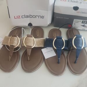 Liz Claiborne Sandals - Tan and Navy